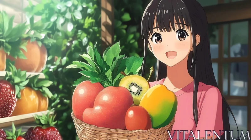 Anime Character with Fruits Basket