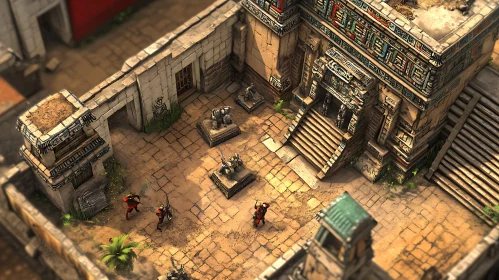 Top-Down View of Aztec City Warriors