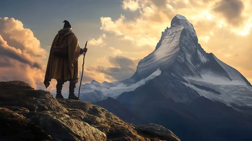 Lone Hiker Mountain Peak