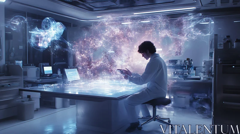 Futuristic Lab Scene with Scientist