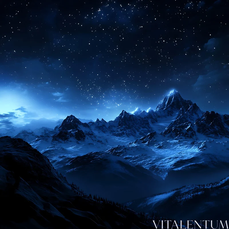 Celestial Mountainscape at Night