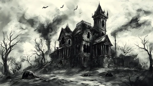Monochromatic Haunted House with Bats