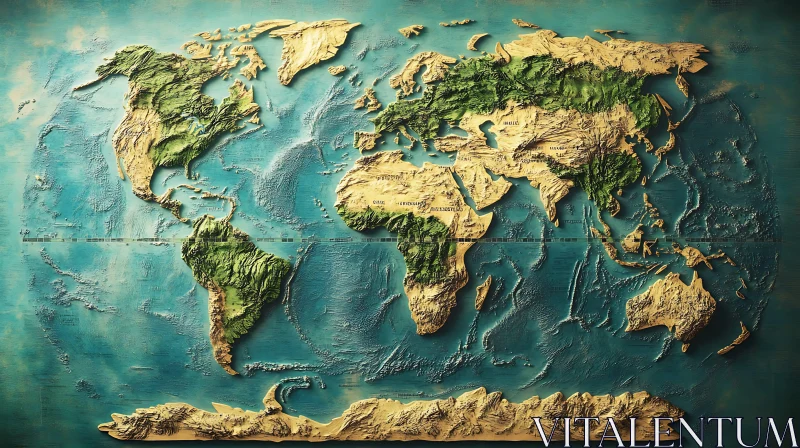 Topographical World Map Art