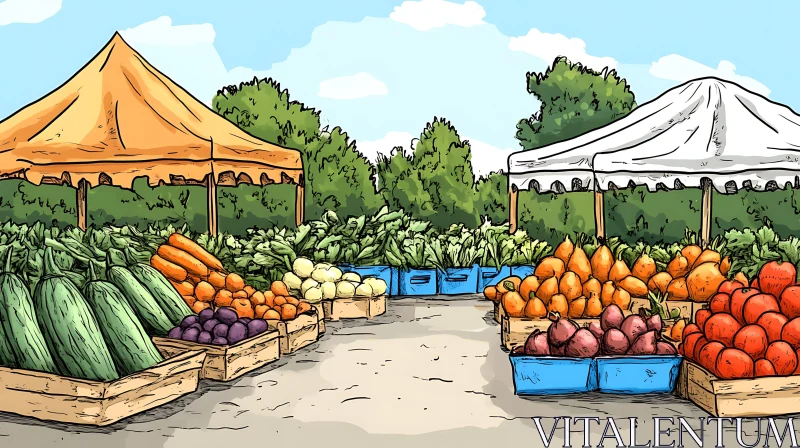 Colorful Vegetable Display at Outdoor Market