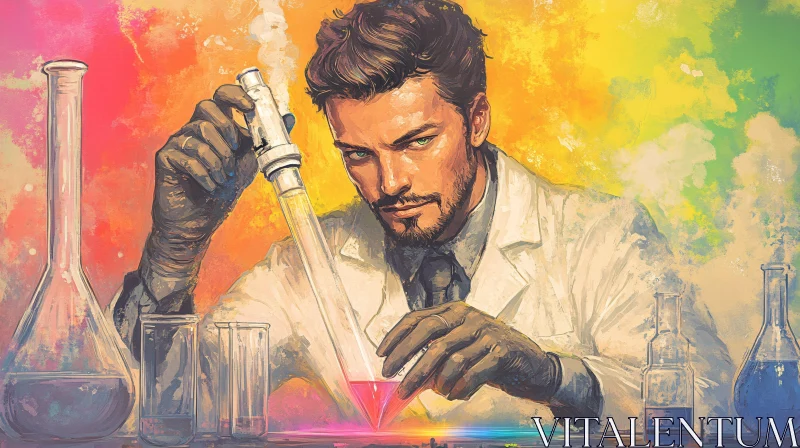 Scientist Conducting Experiment with Pipette