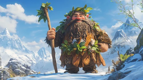 Mountain Giant Standing in Snow