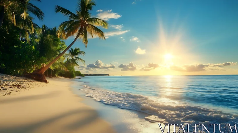 Seaside Palm Trees at Sunset