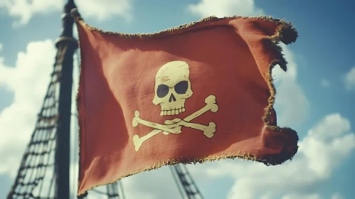 Jolly Roger Flag on a Ship
