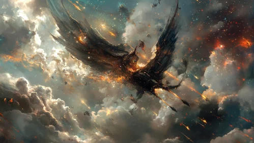 Fiery Angel in Starry Sky