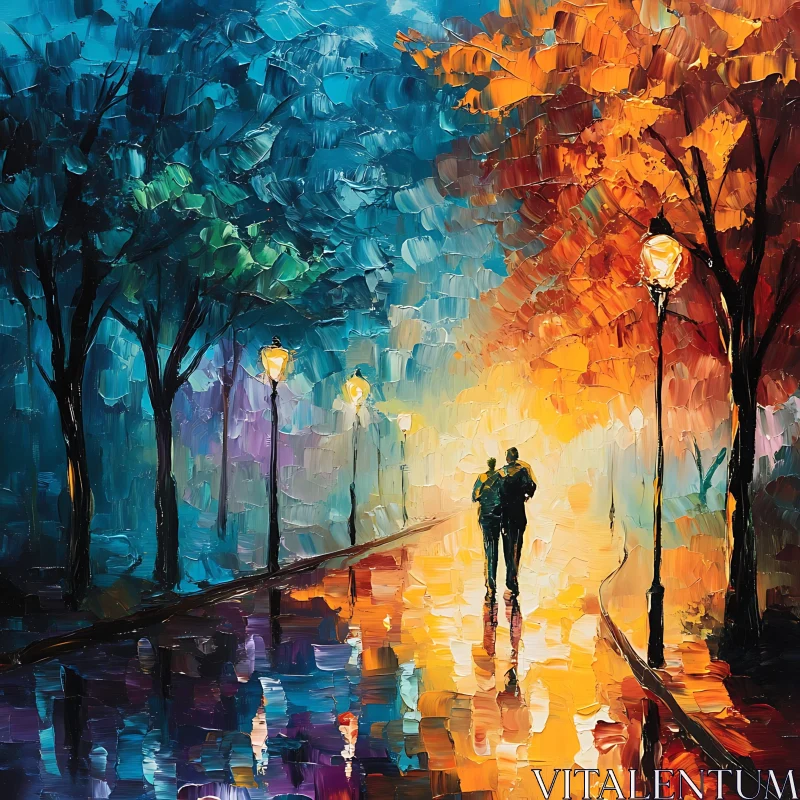 Night Walk Impressionistic Painting