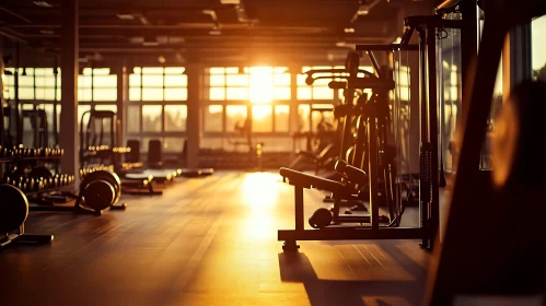 Sunlit Gym Interior: Fitness and Wellness Space