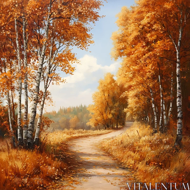 Golden Autumn Forest Path