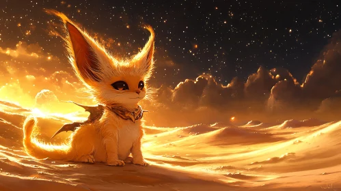 Fantasy Fox Under Starlit Sky