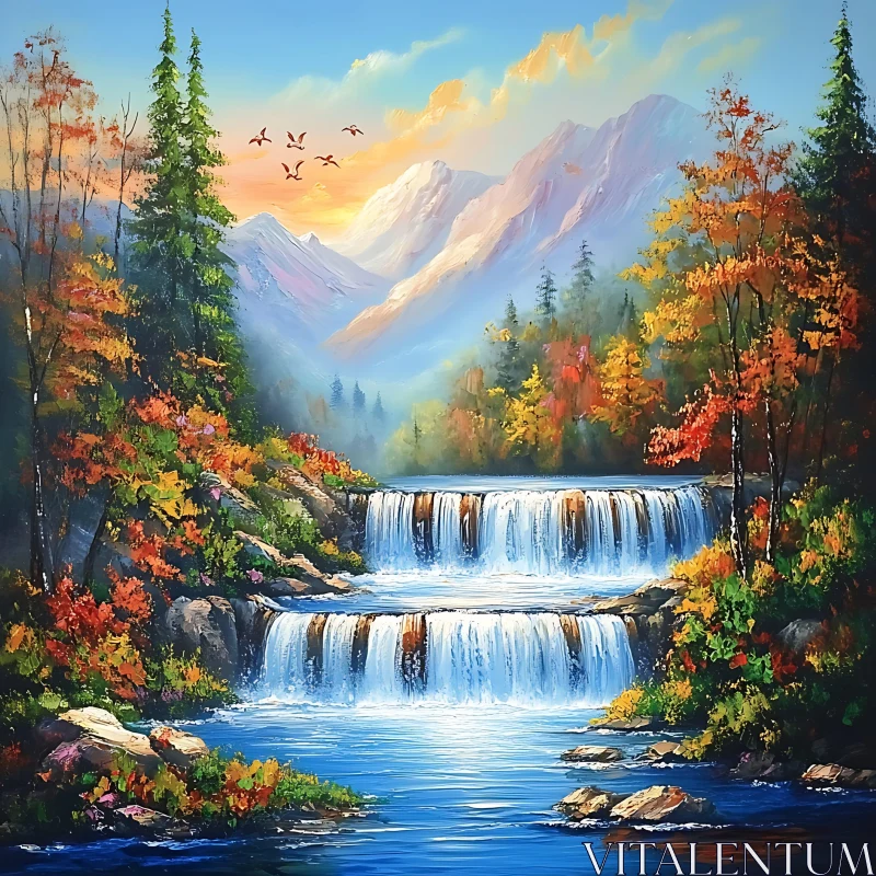 Scenic Mountain Waterfall Art