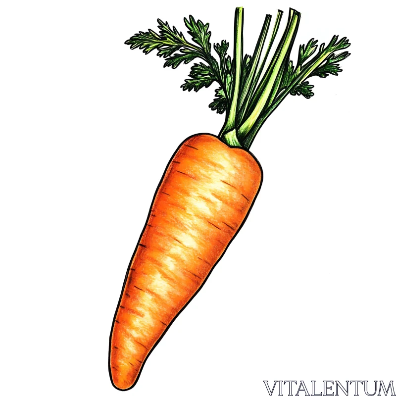 AI ART Vibrant Carrot Drawing with Green Leaves