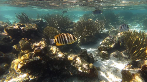 Marine Life in Clear Ocean Waters