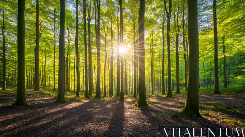 Sunlit Forest Scene