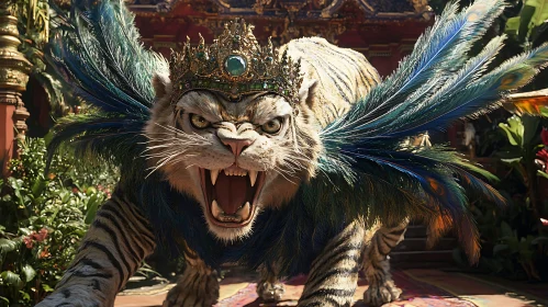 Crowned Tiger with Feathers
