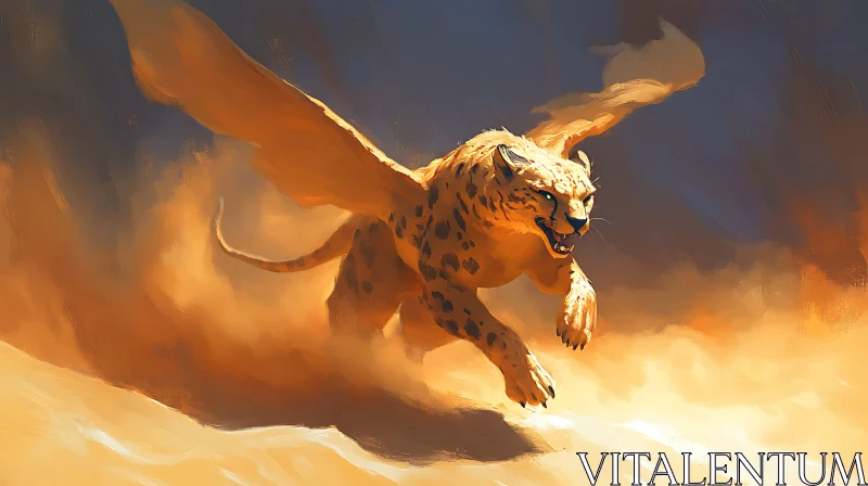 Leaping Winged Feline