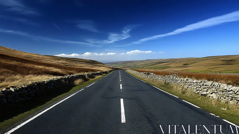 Open Road Under a Blue Sky