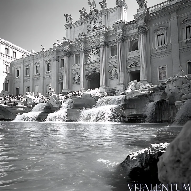 Monochrome Trevi Fountain Image