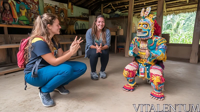AI ART Women Watching a Masked Performer