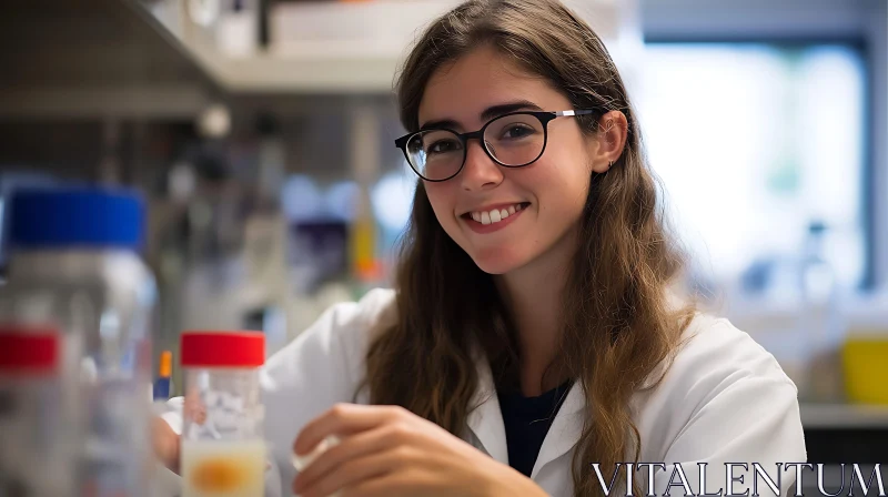 Woman Scientist Working in Laboratory AI Image