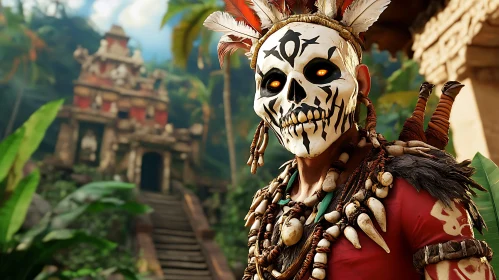 Jungle Warrior with Skull Mask