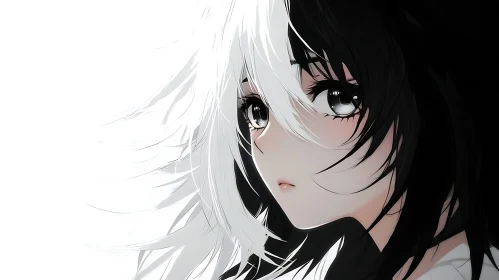 Anime Portrait of a Girl with Dual-Colored Hair