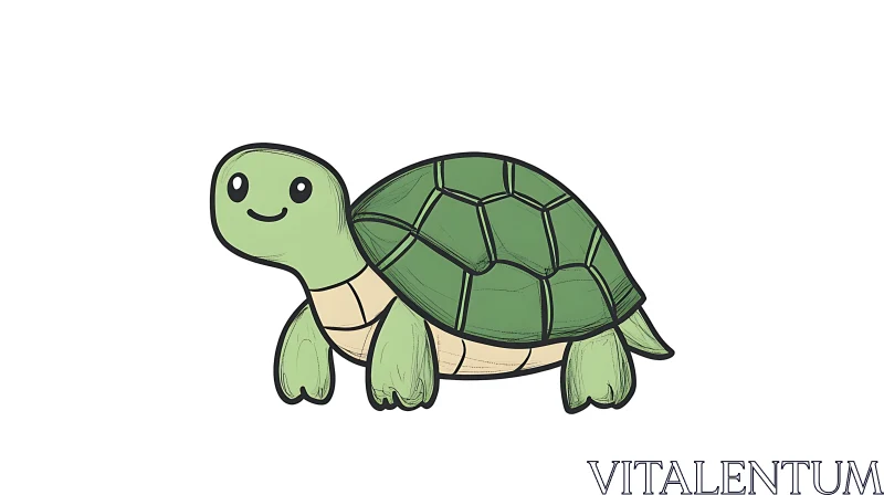 Cute Green Turtle Cartoon Character
