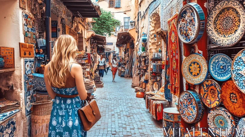 Colorful Market Street View AI Image