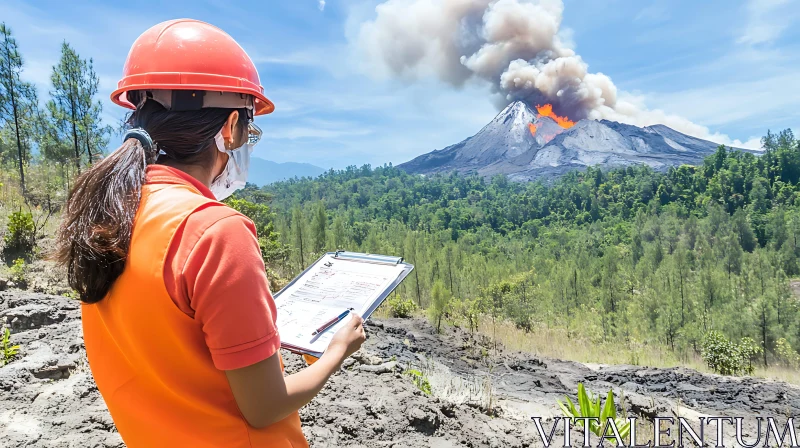 Scientist Monitoring Volcanic Activity