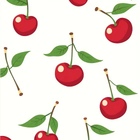 Red Cherries and Green Leaves Pattern