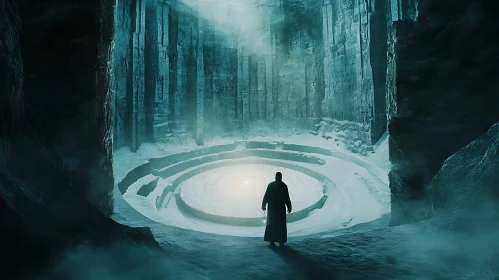 Figure in a Snowy Cavern