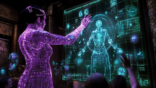 Digital Interface with Holographic Woman