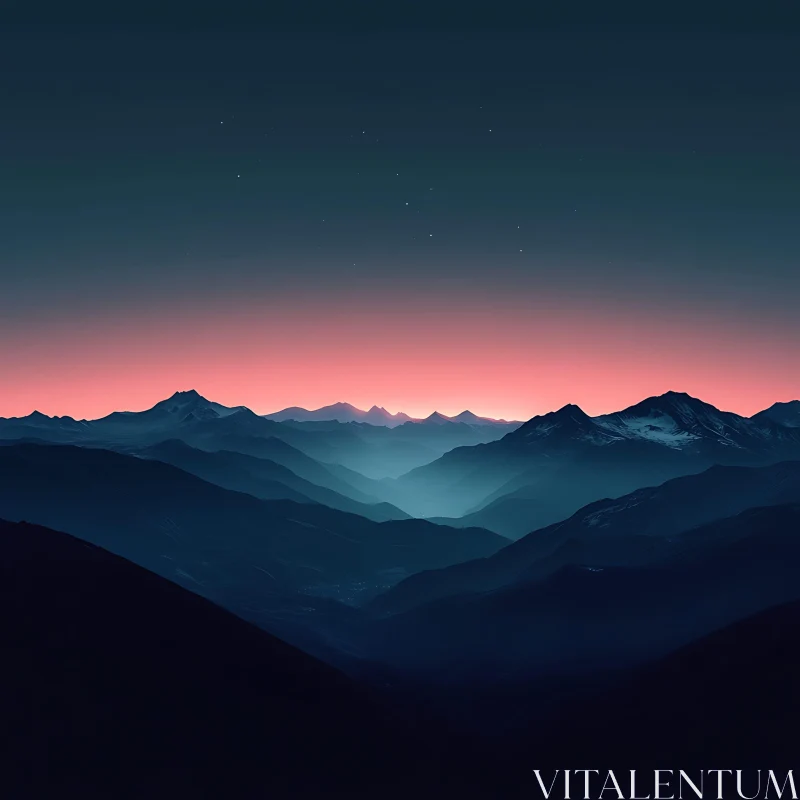 Dusk Over Mountain Peaks