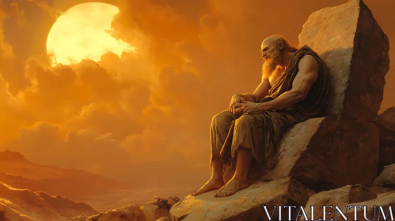 Pensive Man at Sunset