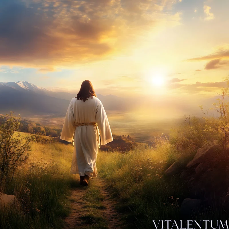 Figure in White Robes at Dawn