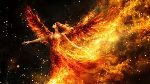 Woman with Fire Wings