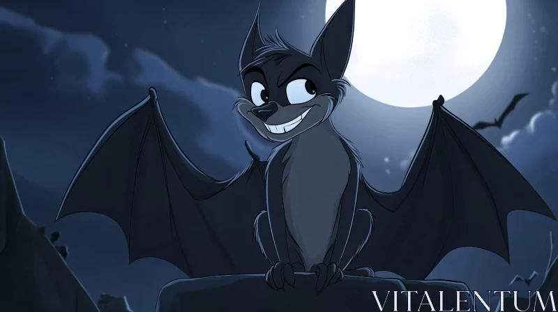Animated Bat Character in Night Scene