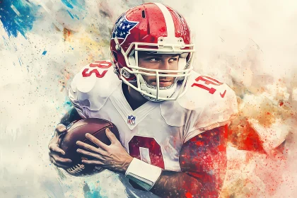 Artistic Depiction of an American Football Player in Action