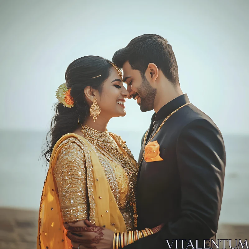 Couple's Intimate Wedding Day Embrace