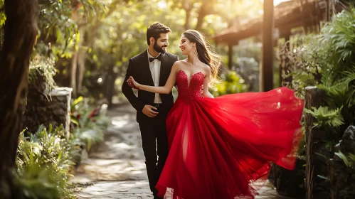 Couple's Romantic Walk in Nature