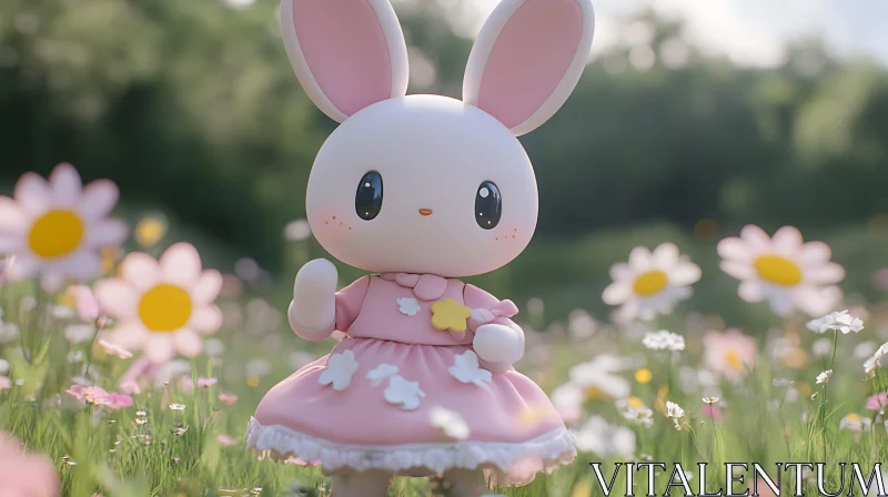 Bunny Doll Among Daisies