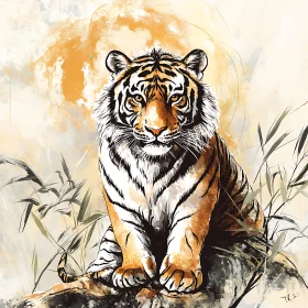 Tiger Resting on Rock