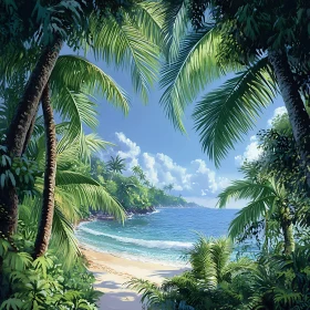 Secluded Beach Scene with Azure Sea