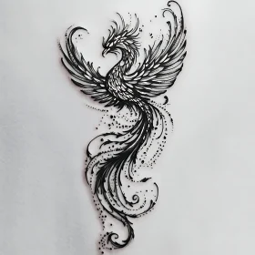 Stylized Phoenix Tattoo Design Artwork