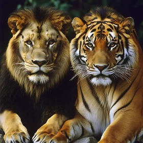 Portrait of Lion and Tiger