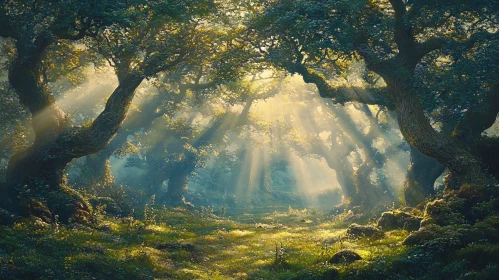 Sunlit Forest Scene