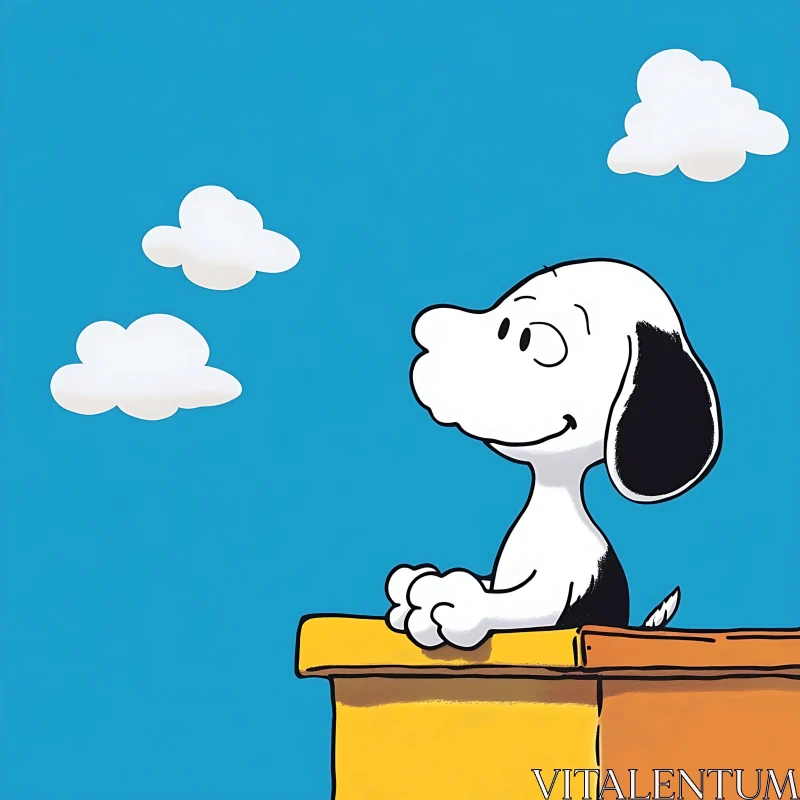 Classic Cartoon Dog Relaxing on Doghouse AI Image